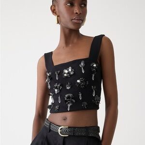 J. Crew Black Embellished Tank Top